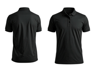 Mockup of a black polo shirt, front and back views (1)