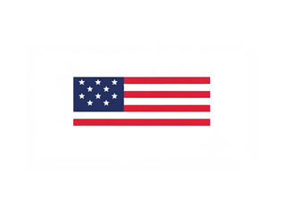 Minimal USA flag with simplified stars and stripes, flat vector style, red and blue tones, pure white background.
