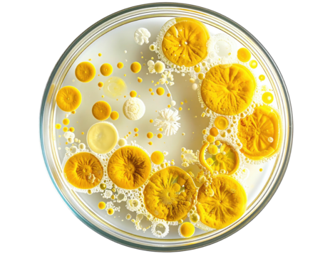 Colorful circular patterns on a petri dish