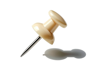 Cream-colored pushpin, close-up