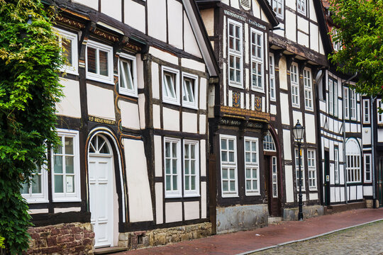 Half timbered houses, Old town, Hamelin, Germany, 
