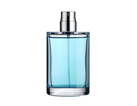 Light-blue rectangular perfume bottle