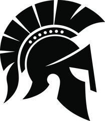 Ancient spartan helmet design graphic vector illustration on transparent background silhouette