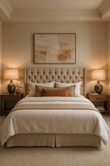 Classic Bedroom With Tufted Headboard