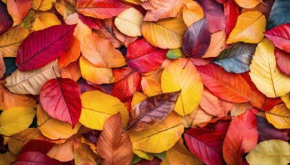Fototapeta premium Autumn leaves collection: a colorful medley of red, orange, and yellow foliage