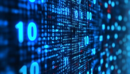 Abstract digital background with blue binary code