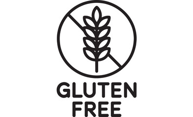 Simple black and white icon symbolizing gluten-free food and healthy eating