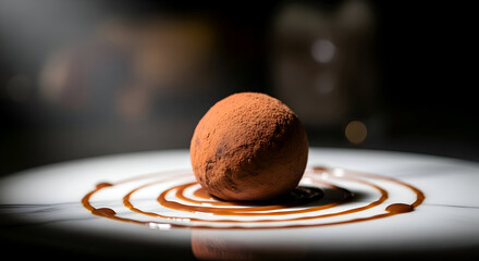 Chocolate Truffle Presented In Exquisite Style With Elegant Plating And Artistic Flair