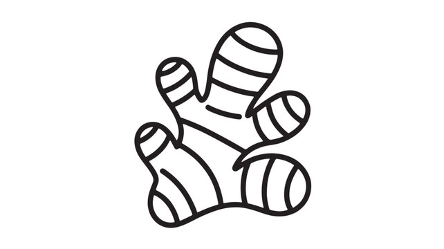 Simple line drawing of a fresh ginger root against a white background