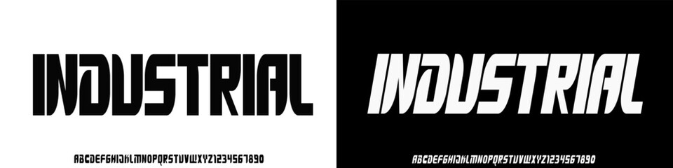 Condensed sans serif vector font. Alphabet vector with uppercase and number. Futuristic and modern typography for poster, film. and headline.