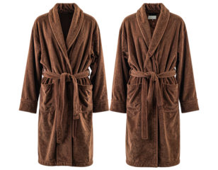 Two brown terrycloth bathrobes