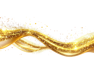 Abstract golden liquid waves on black background