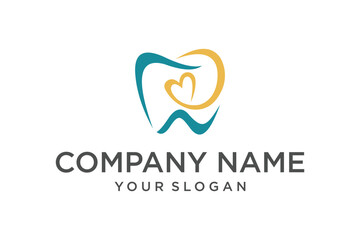 Dental care icon with heart shape logo