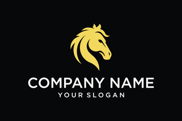 Golden horse head logo design templete