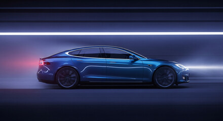 motion blur in high speed, close shot, Car speeding through a dark environment