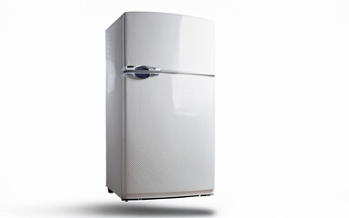 a white refrigerator, isolated, floating, on a white background