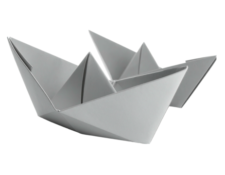 A light gray paper origami boat - Powered by Adobe