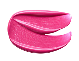 Close-up of a vibrant pink lip product smudge