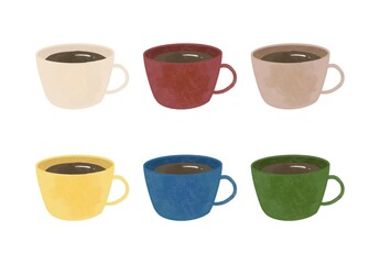 カラフルなマグカップのセット