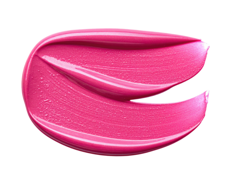 Close-up of a vibrant pink lip product smudge