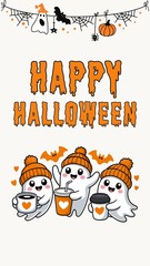 Orange Black and White Minimalist Happy Halloween