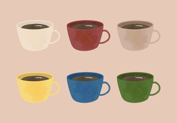 カラフルなマグカップのセット