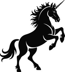 Majestic rearing unicorn illustration a striking design element on transparent background silhouette