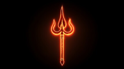 A Trident Emblem in glowing orange on black background