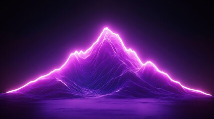 Glowing mountain peak in the darkness 