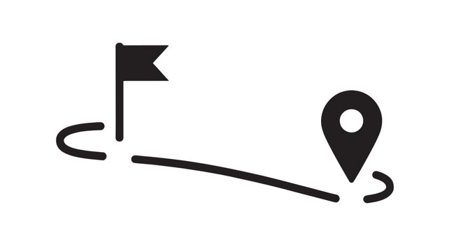 Simple illustration of a journey with a starting flag and destination marker.
