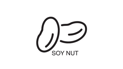 Fototapeta premium Simple line art illustration of two soy nuts with text.