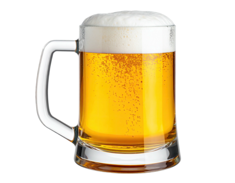 A mug of light-colored beer with a foamy head