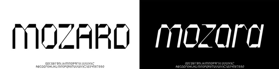 Abstract hi tech techno alphabet font, trendy modern letters and numbers, vector illustration 10EPS