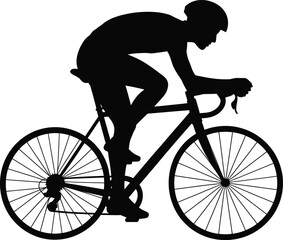 Obraz premium A cyclist riding a road bike in a dynamic pose on transparent background silhouette
