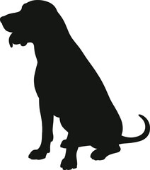 Elegant dog sitting in a minimalist style perfect for designs on transparent background silhouette