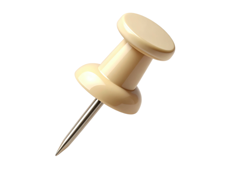 Beige pushpin, 3D rendering