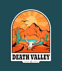 Death Valley sticker vector illustration in retro style