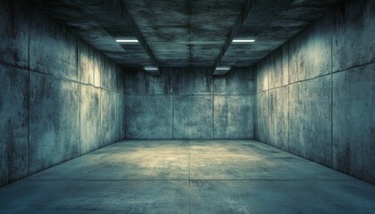 Empty concrete room with subtle lighting