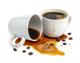 Spilled coffee cups