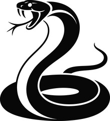Black cobra poised to strike a dynamic reptile silhouette on transparent background