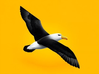 Black and white albatross bird flying in the sky