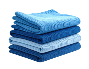 Stacked blue ribbed cloths
