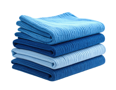 Stacked blue ribbed cloths