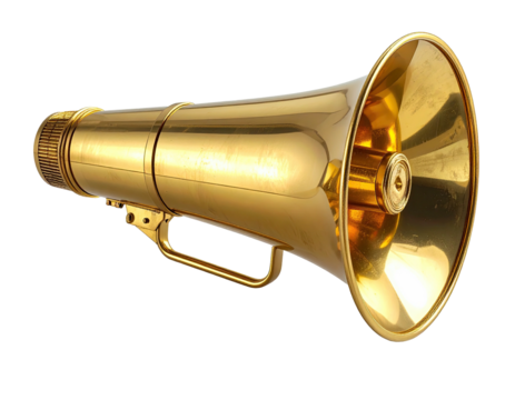 Polished gold megaphone angled