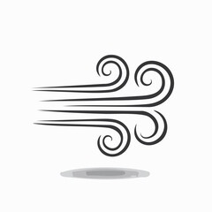 Abstract wind symbol illustration on white background with shadow