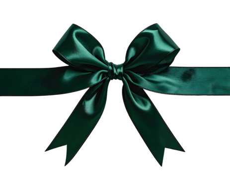 Luxurious emerald green satin ribbon bow