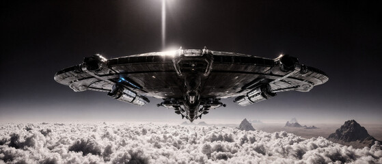 Futuristic Cargo Ship in Flight