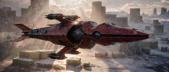 Futuristic Cargo Ship in Flight