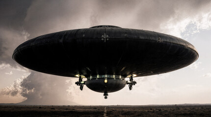 Futuristic Cargo Ship in Flight