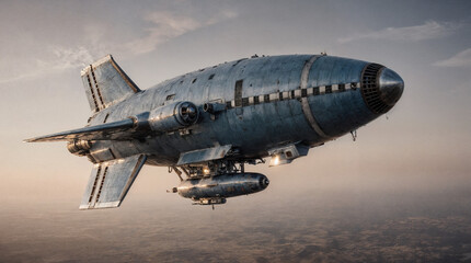 Futuristic Cargo Ship in Flight